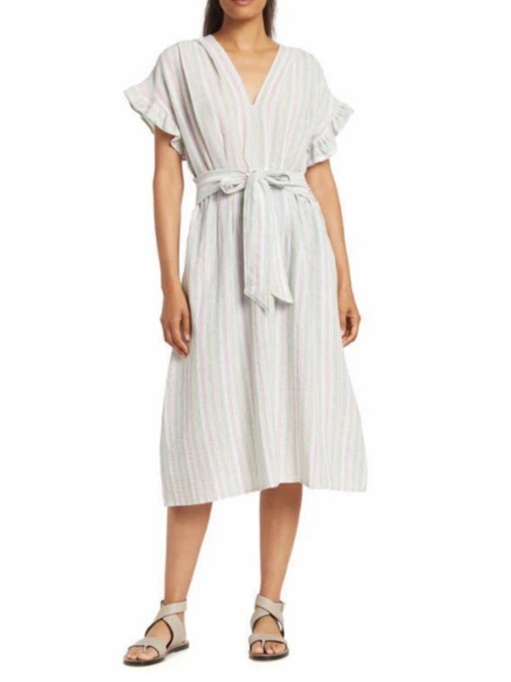 NWT Max Studio ruffle sleeve tie waist dress small